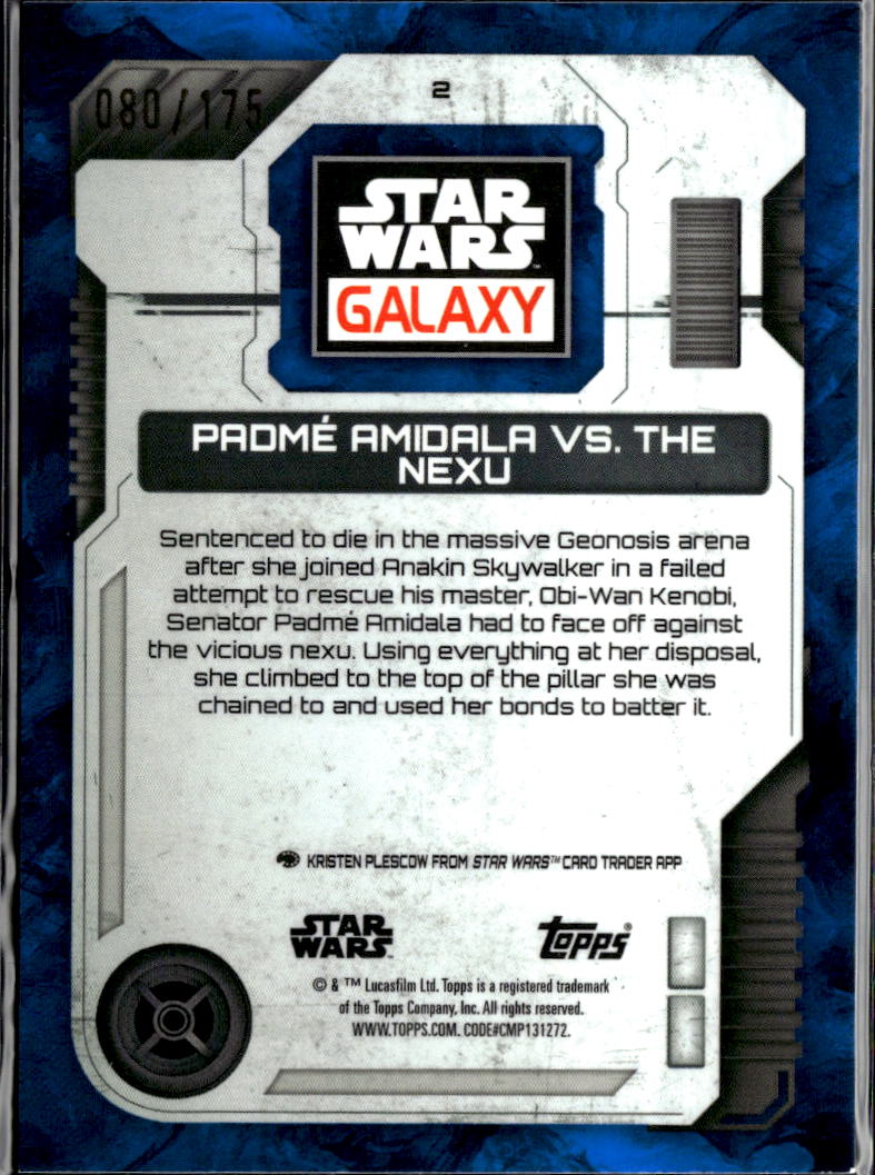 Padme Amidala vs Nexu 2026 Topps Star Wars Galaxy Blue Refractor 80/175 #2