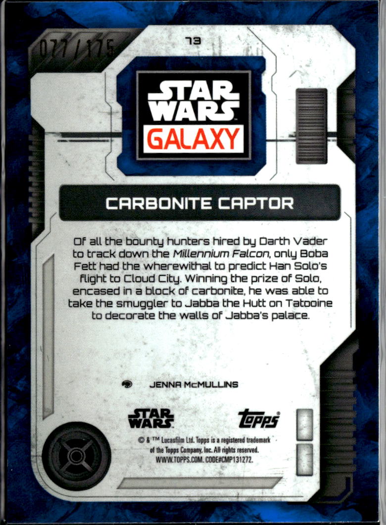 Carbonite Captor 2026 Topps Star Wars Galaxy Blue Refractor 77/175 #73