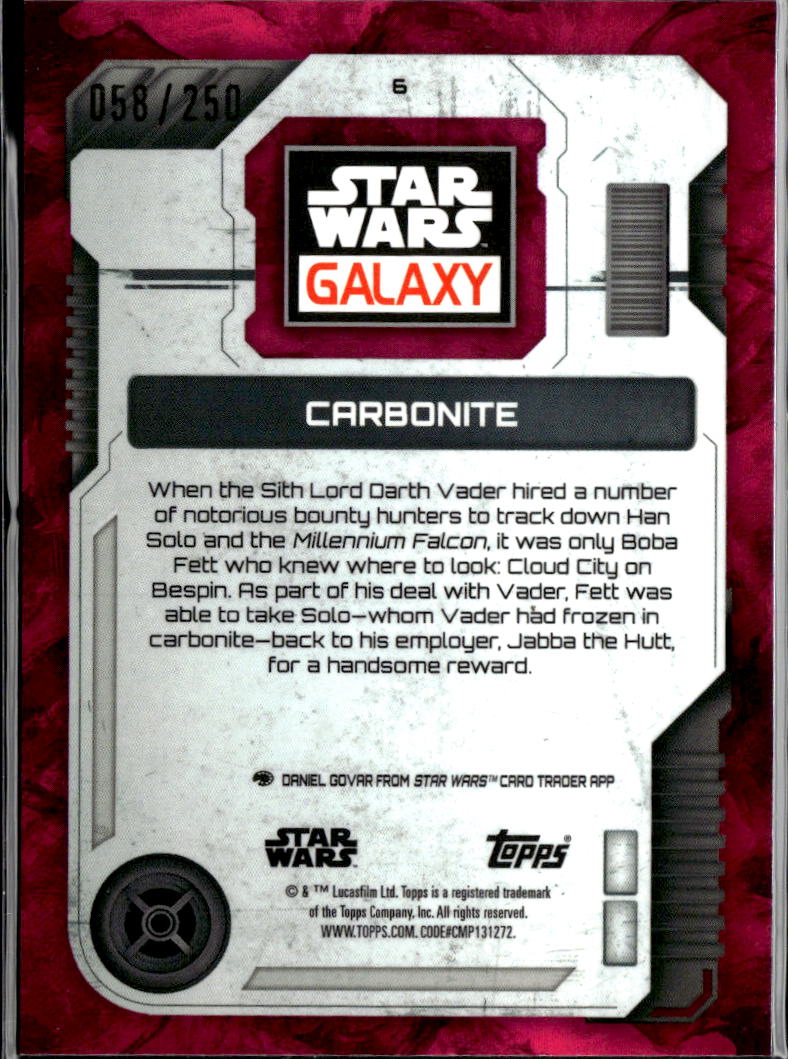 Carbonite 2026 Topps Star Wars Galaxy Pink Refractor 58/250 #6