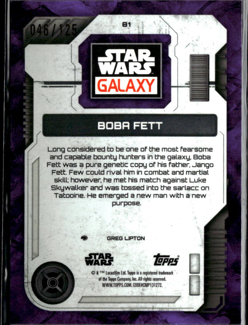 Boba Fett 2026 Topps Star Wars Galaxy Purple Refractor 46/125 #81