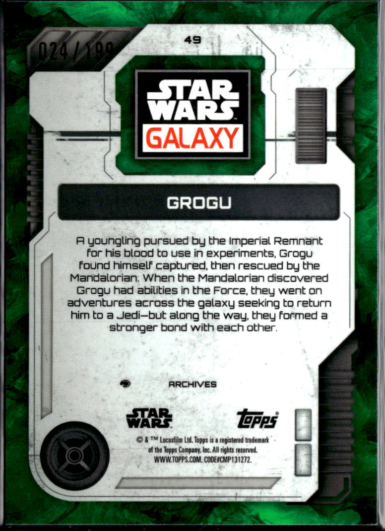 Grogu 2026 Topps Star Wars Galaxy Green Refractor 24/199 #49