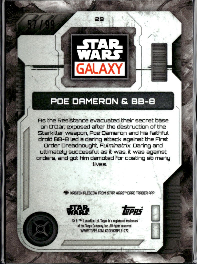 Poe Dameron & BB-8 Topps Star Wars Galaxy Wave Refractor 57/99 #29