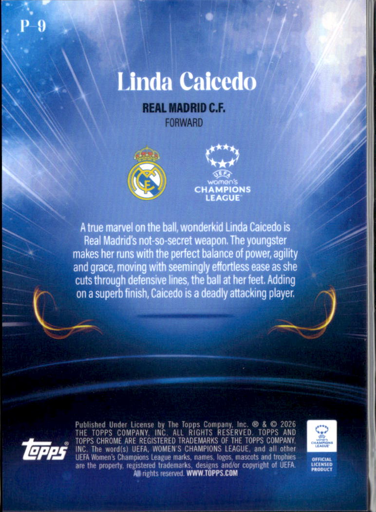 Linda Caicedo 2026 Topps Chrome Women's Poetic Precision Real Madrid C.F.