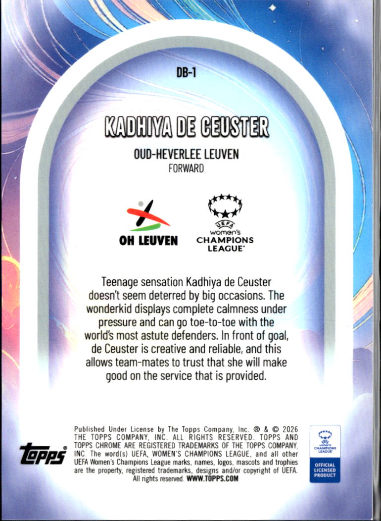 Kadhiya De Ceuster 2026 Topps Chrome Women's Dreamballer Oud-Heverlee Leuven