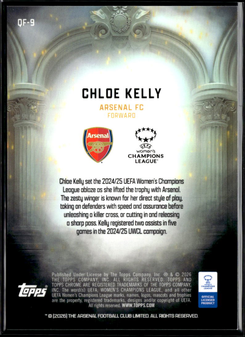 Chloe Kelly 2026 Topps Chrome Women's Queens of Football Arsenal FC