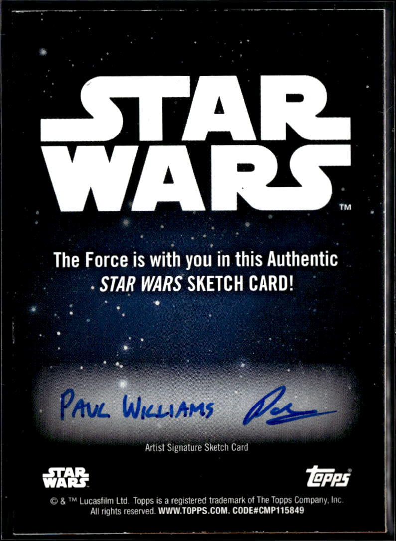 Obi-Wan Kenobi Topps Star Wars Galaxy Paul Williams Auto Autograph Sketch 1/1