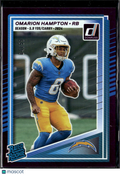 Omarion Hampton 2025 Donruss Rated Rookie Purple 4/59 Los Angeles Chargers