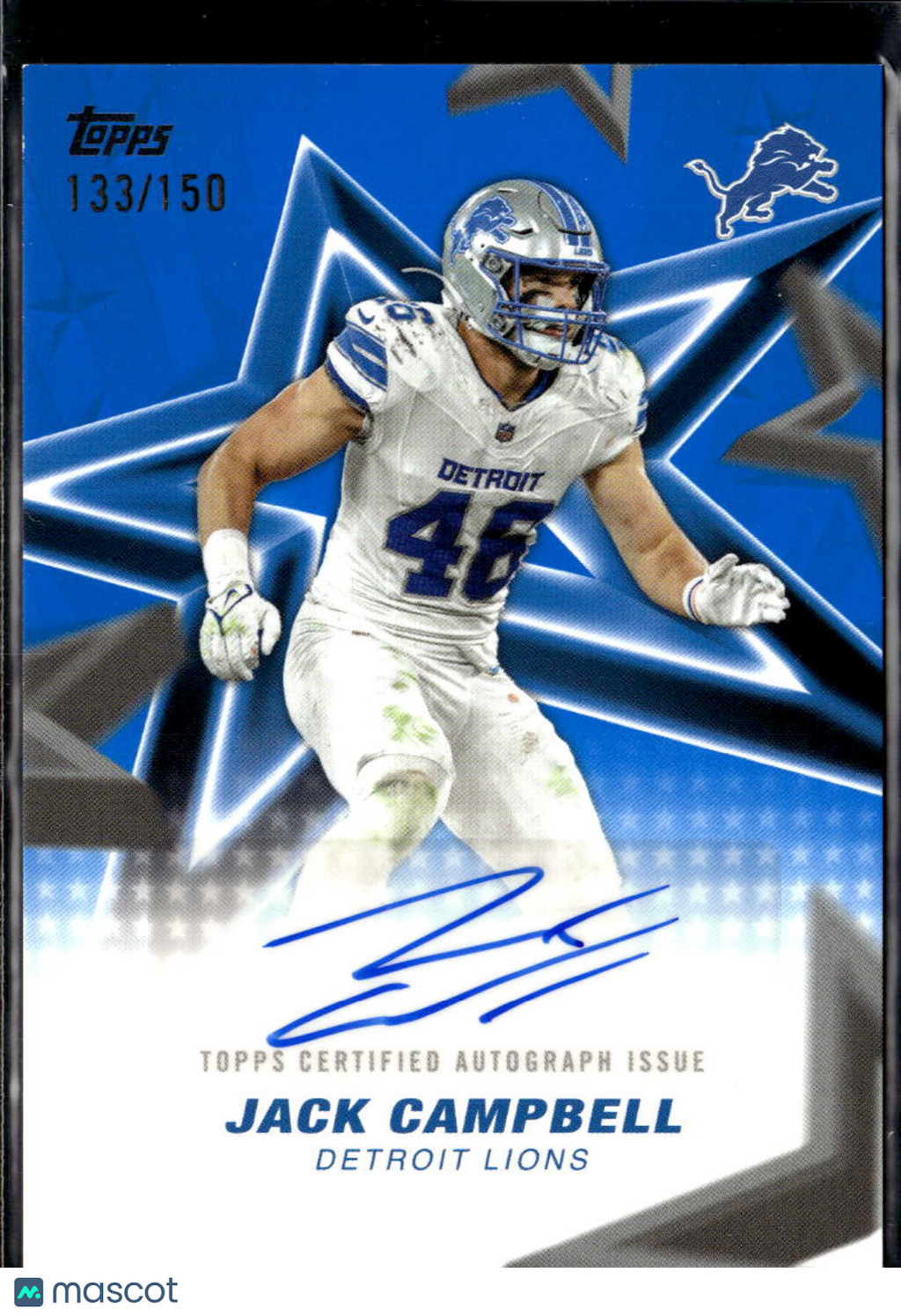 Jack Campbell 2026 Topps Flagship Auto Autograph Blue 133/150 Detroit Lions