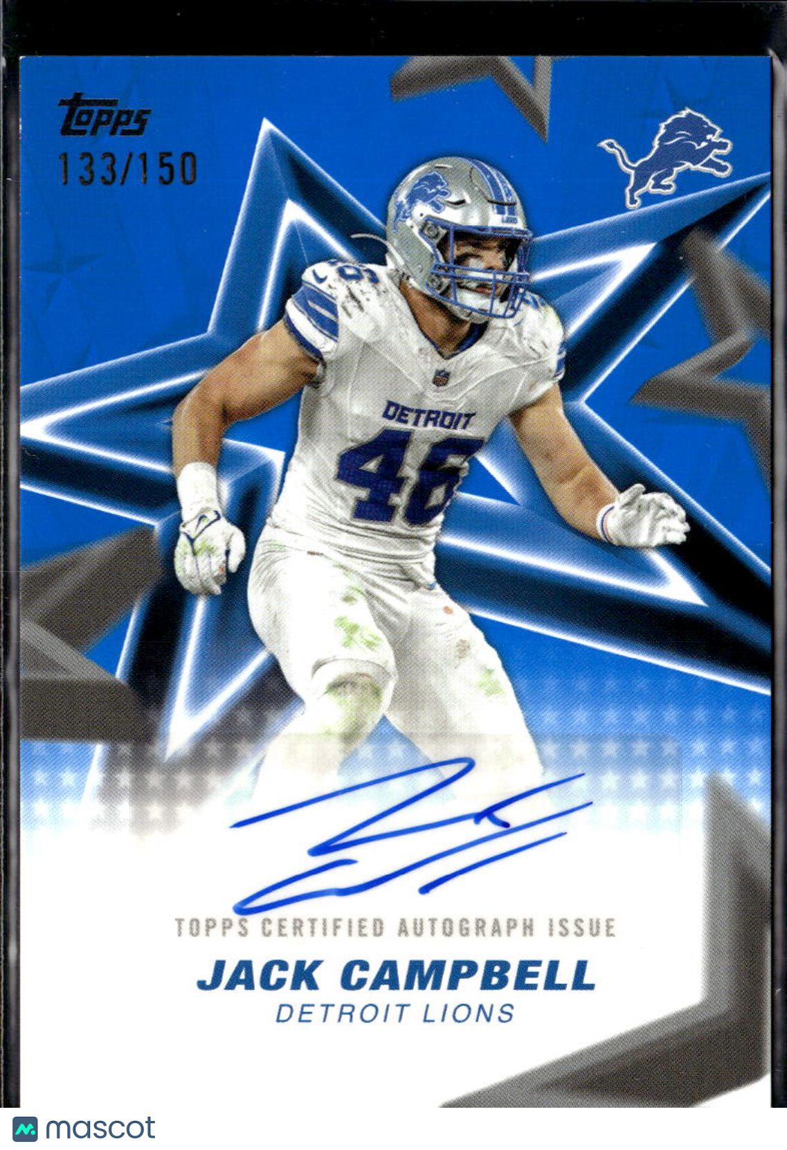 Jack Campbell 2026 Topps Flagship Auto Autograph Blue 133/150 Detroit Lions