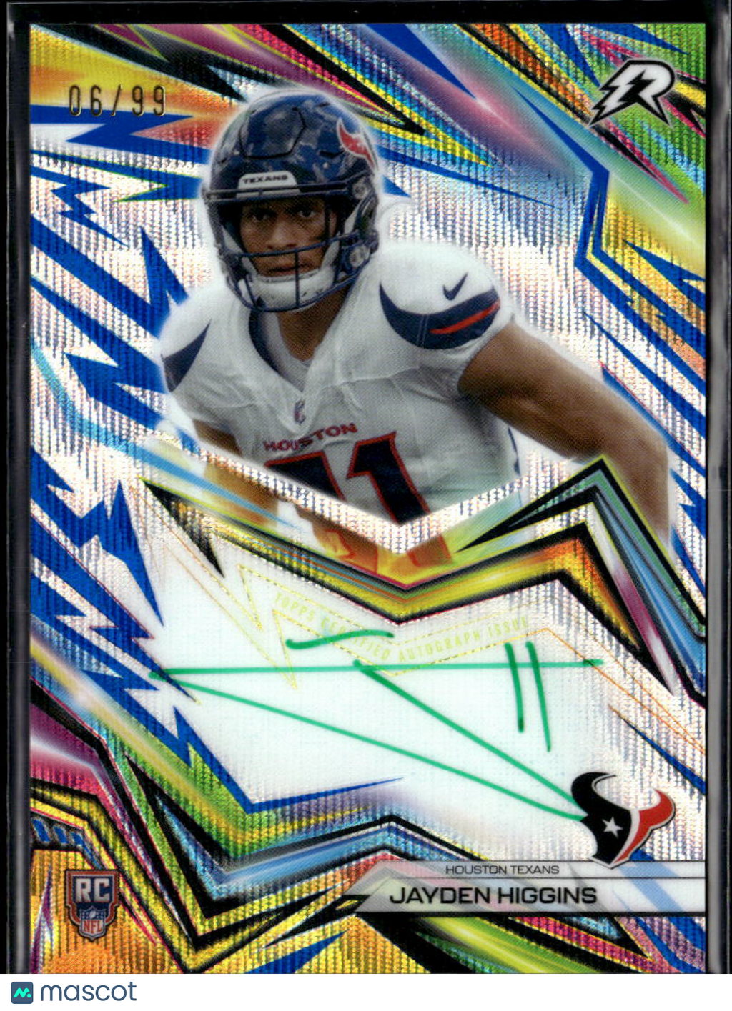 Jayden Higgins 2025 Topps Resurgence Green Ink Auto Autograph RC /99 Texans