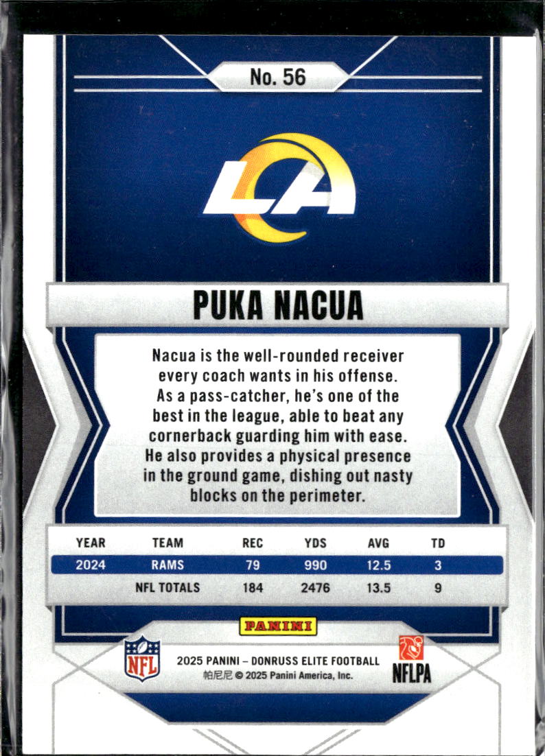 Puka Nacua 2025 Elite Orange Status /849 Los Angeles Rams