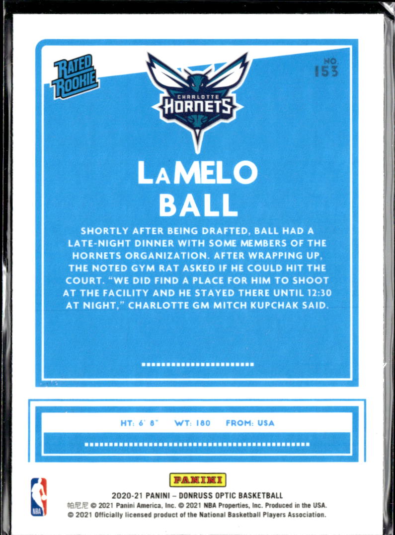 LaMelo Ball 2020-21 Optic Rated Rookie RC Charlotte Hornets