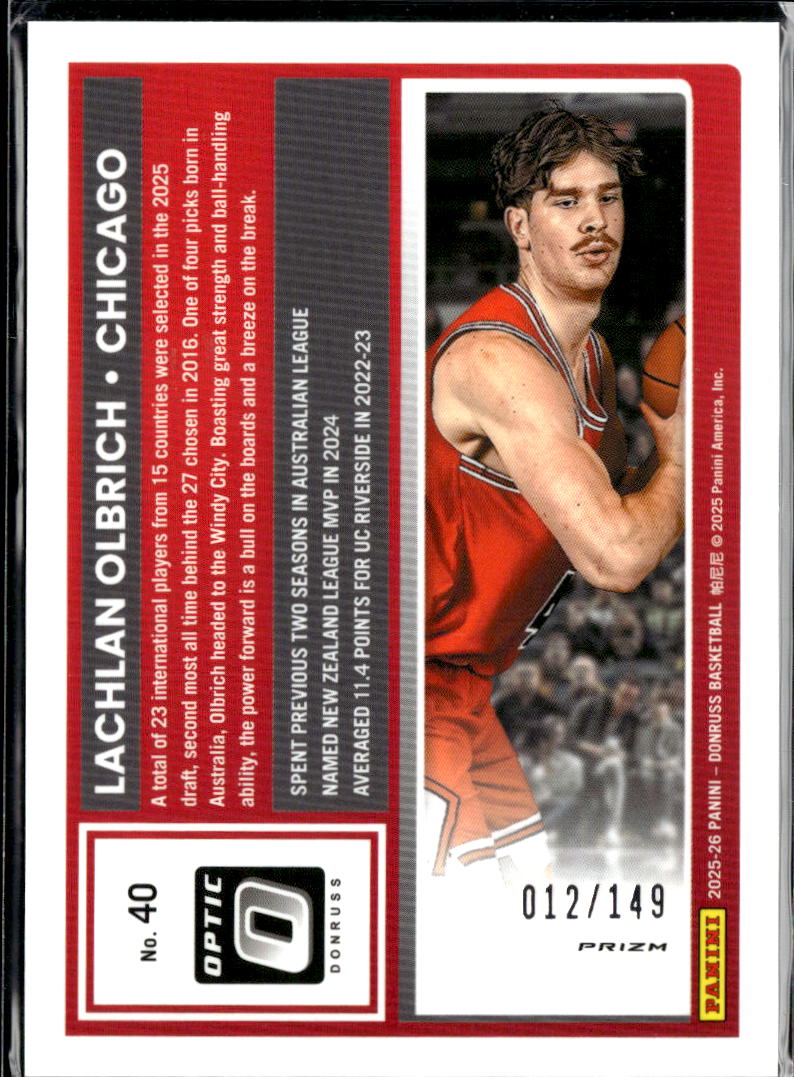 Lachlan Olbrich 2025 Optic Blue Stars RC /149 Chicago Bulls