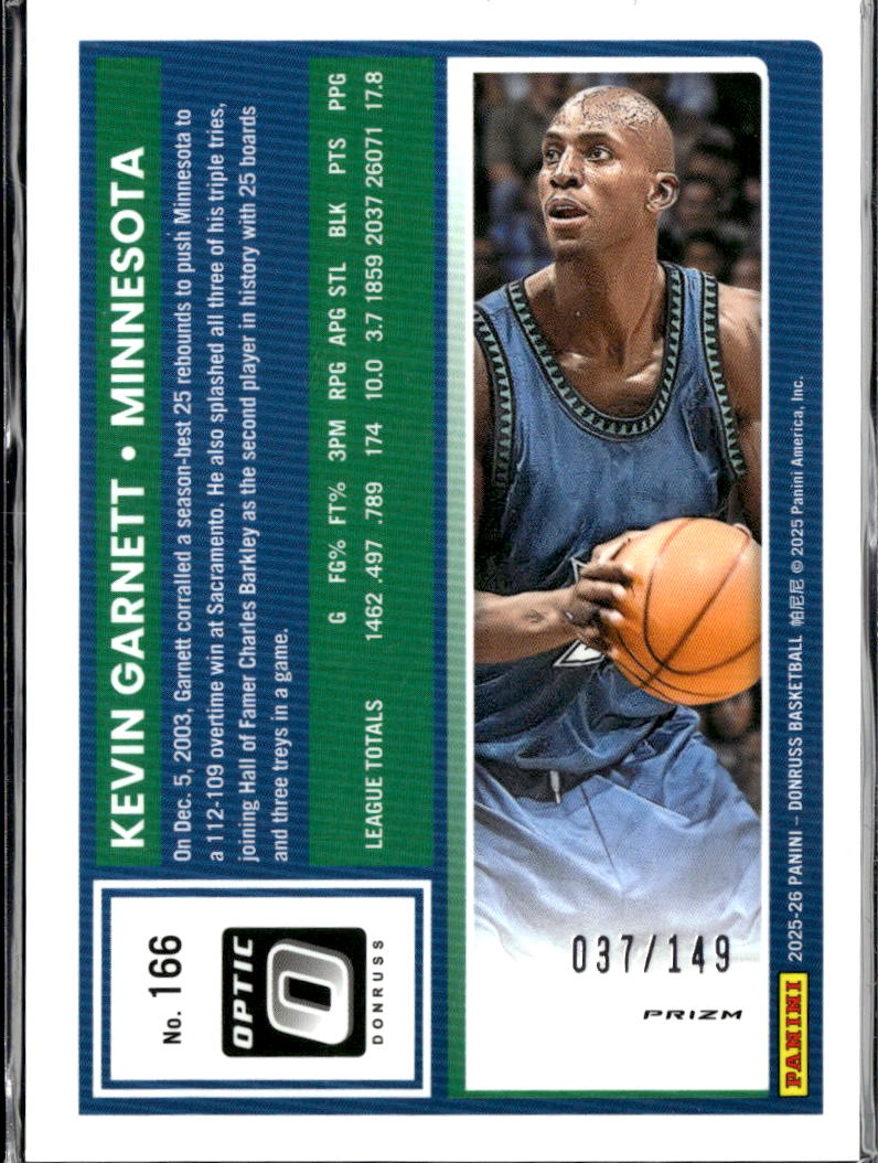 Kevin Garnett 2025 Optic Blue Stars Prizm /149 Minnesota Timberwolves