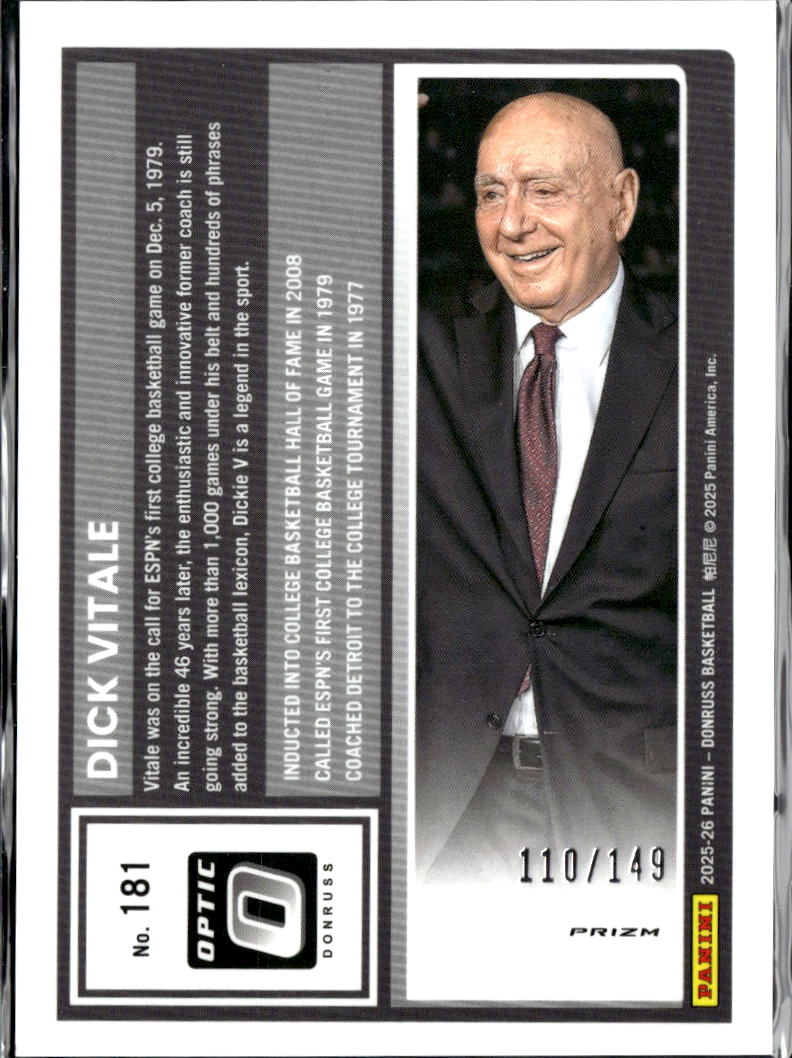 Dick Vitale 2025 Optic Blue Stars Prizm 110/149 ESPN