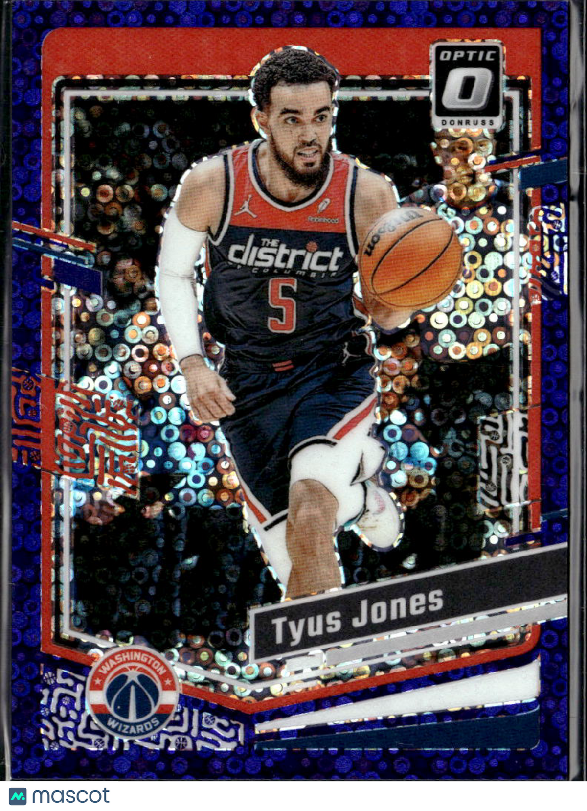 Tyus Jones 2023-24 Optic Purple Disco Prizm /99 Washington Wizards