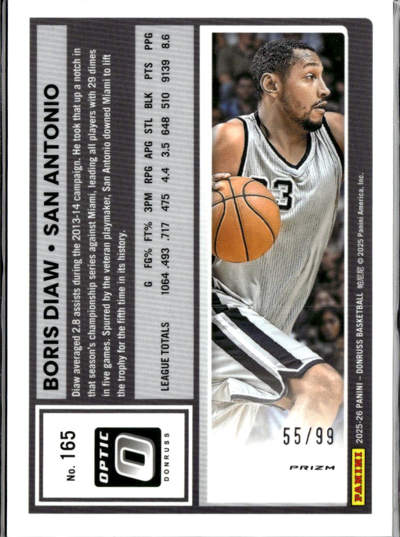 Boris Diaw 2025 Optic Red Prizm 55/99 San Antonio Spurs