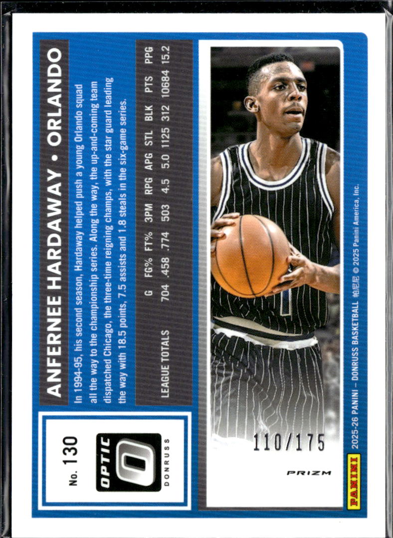 Anfernee Hardaway 2025 Optic Orange Prizm /175 Orlando Magic
