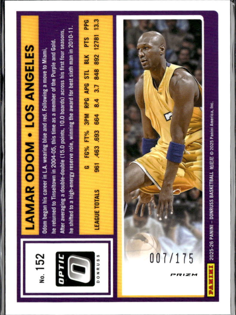 Lamar Odom 2025 Optic Orange Prizm /175 Los Angeles Lakers