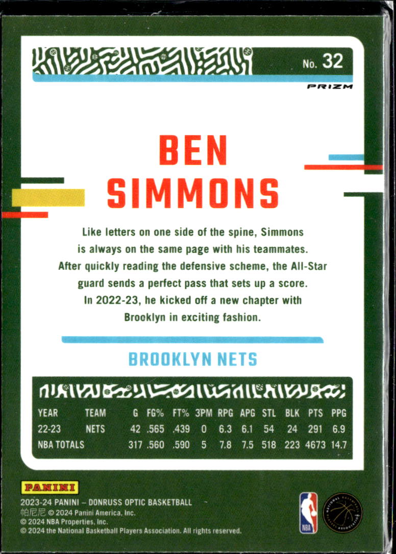 Ben Simmons 2024 Optic Jazz Prizm SSP SHORTPRINT Brooklyn Nets