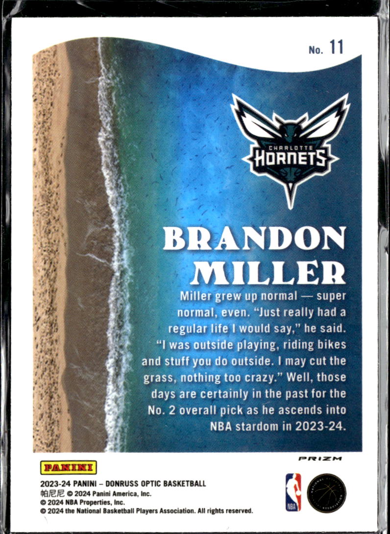 Brandon Miller 2024 Optic Splash RC Purple Rookie Charlotte Hornets
