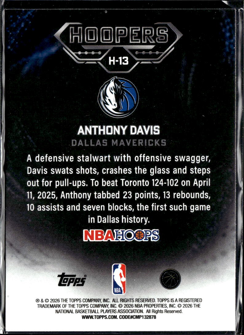 Anthony Davis 2026 Topps NBA Hoops Hoopers Green /75 Dallas Mavericks