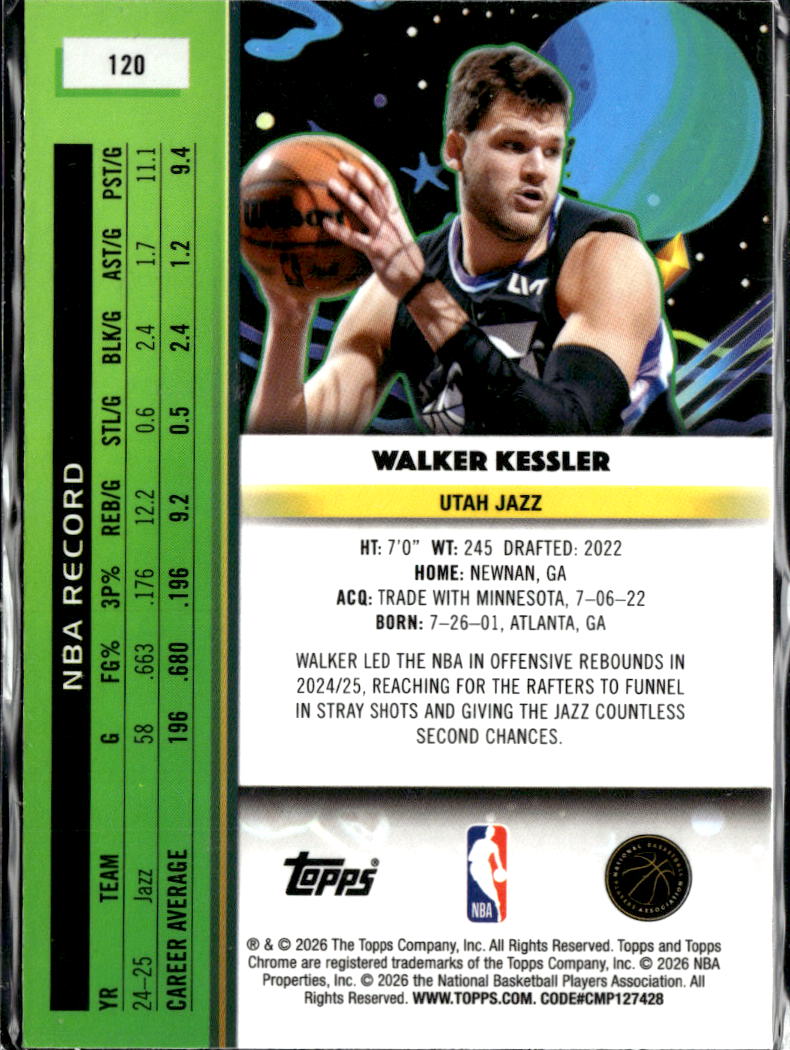 Walker Kessler 2026 Topps Chrome Cosmic Nucleus SSP Utah Jazz