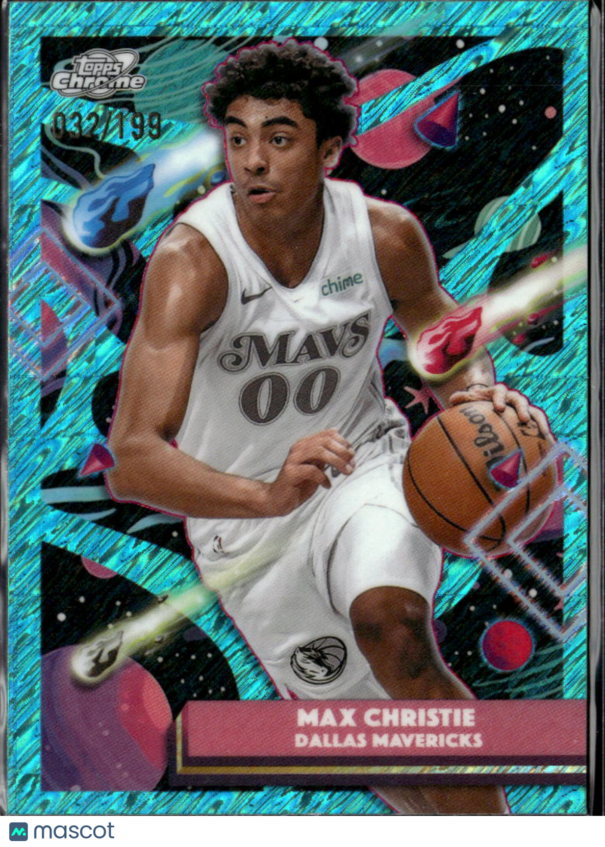 Max Christie 2026 Topps Chrome Cosmic Aqua Wave Refractor /199 Dallas Mavericks