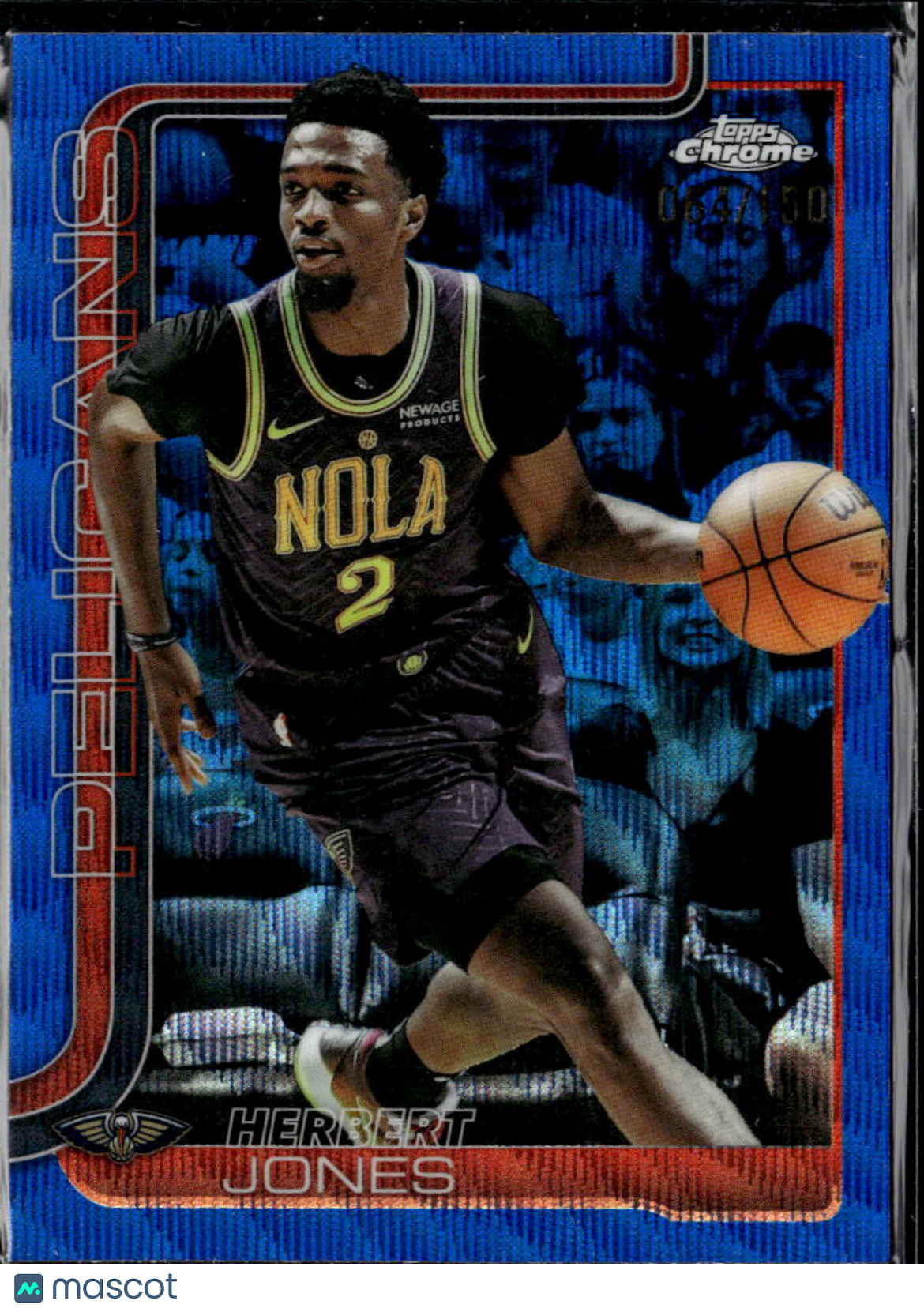 Herbert Jones 2025 Topps Chrome Blue Wave Refractor /150 New Orleans Pelicans