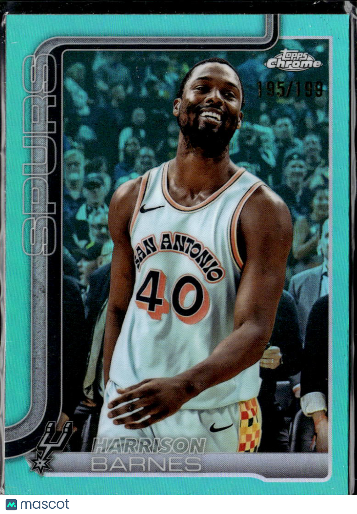 Harrison Barnes 2025 Topps Chrome Aqua Refractor /199 San Antonio Spurs