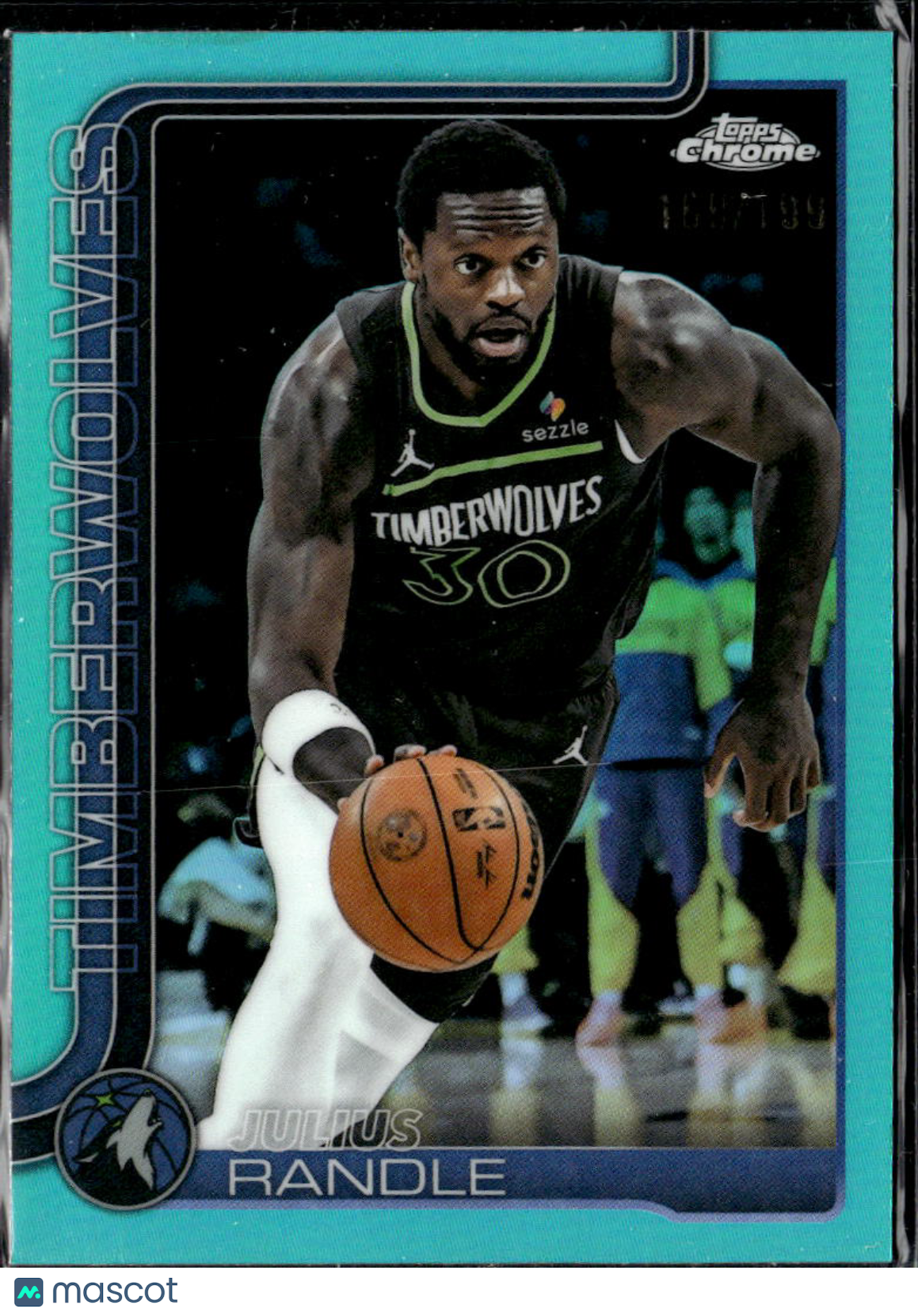 Julius Randle 2025 Topps Chrome Aqua Refractor /199 Minnesota Timberwolves