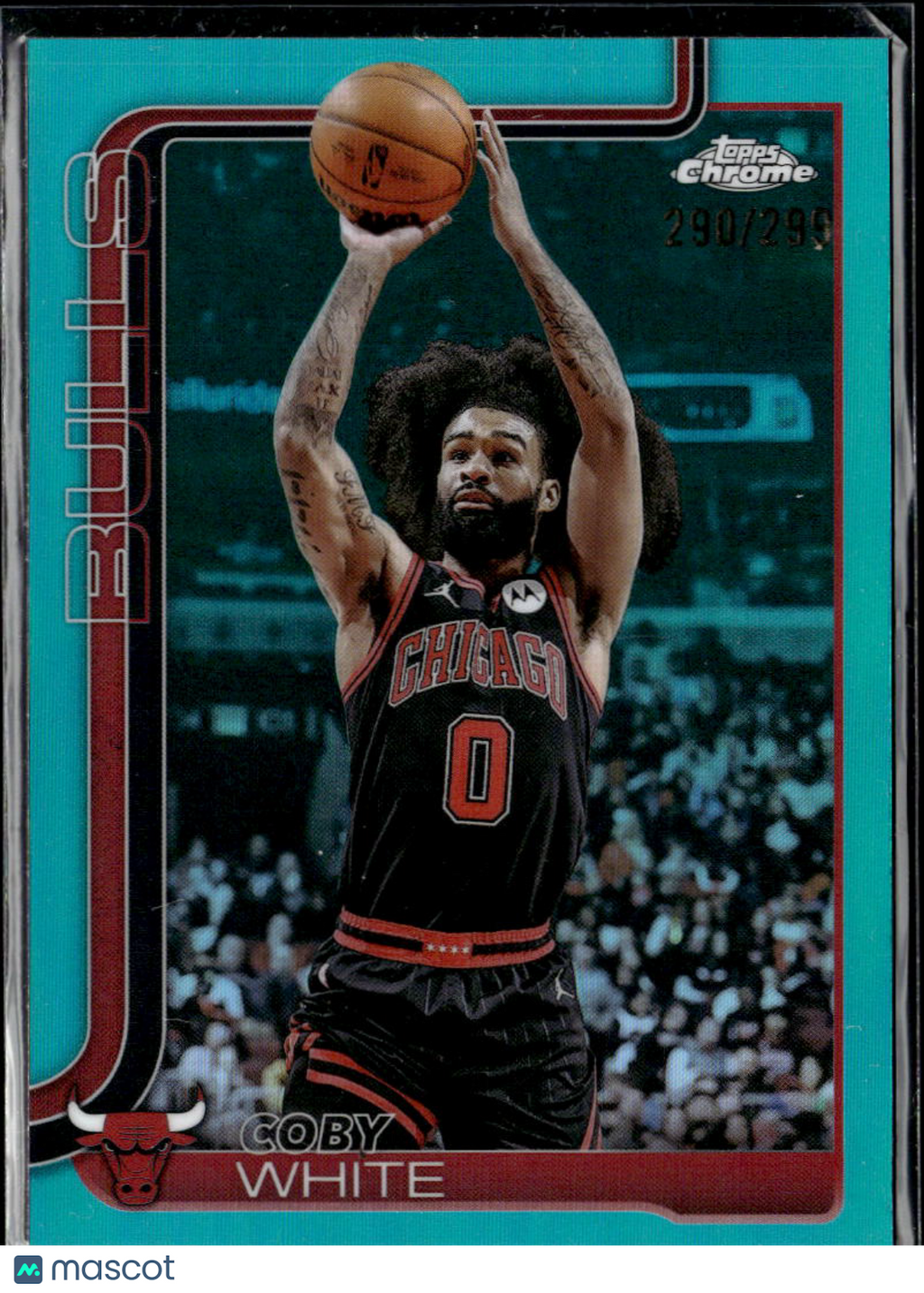 Coby White 2025 Topps Chrome Aqua Refractor /299 Chicago Bulls