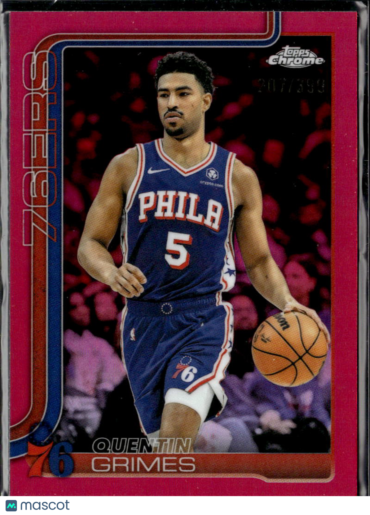 Quentin Grimes 2025 Topps Chrome Pink Refractor /399 Philadelphia 76ers