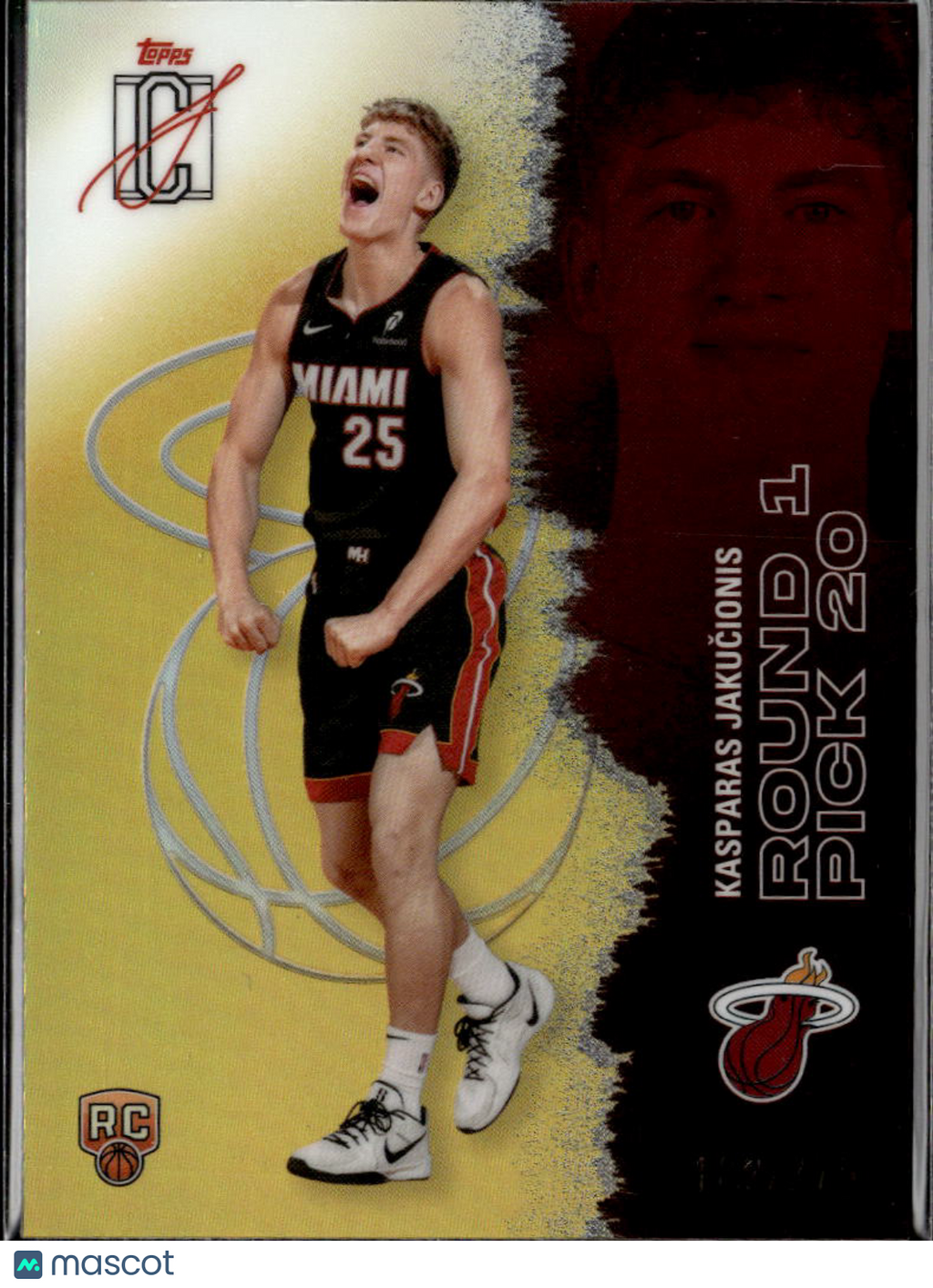 Kasparas Jakucionis 2026 Topps Signature Class Yellow RC /275 Miami Heat