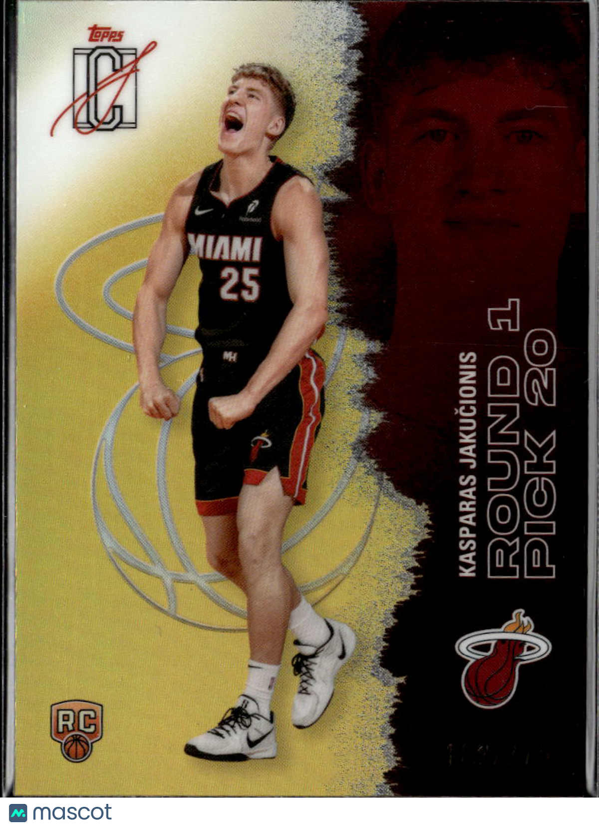 Kasparas Jakucionis 2026 Topps Signature Class Yellow RC /275 Miami Heat