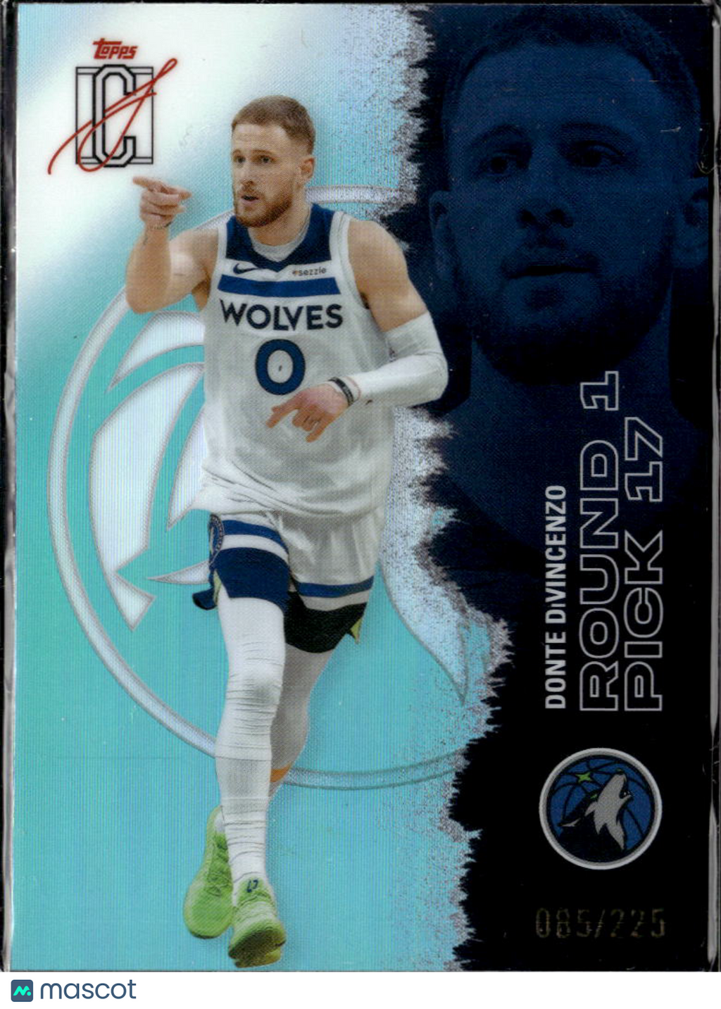 Donte DiVincenzo 2026 Topps Chrome Aqua /225 Minnesota Timberwolves