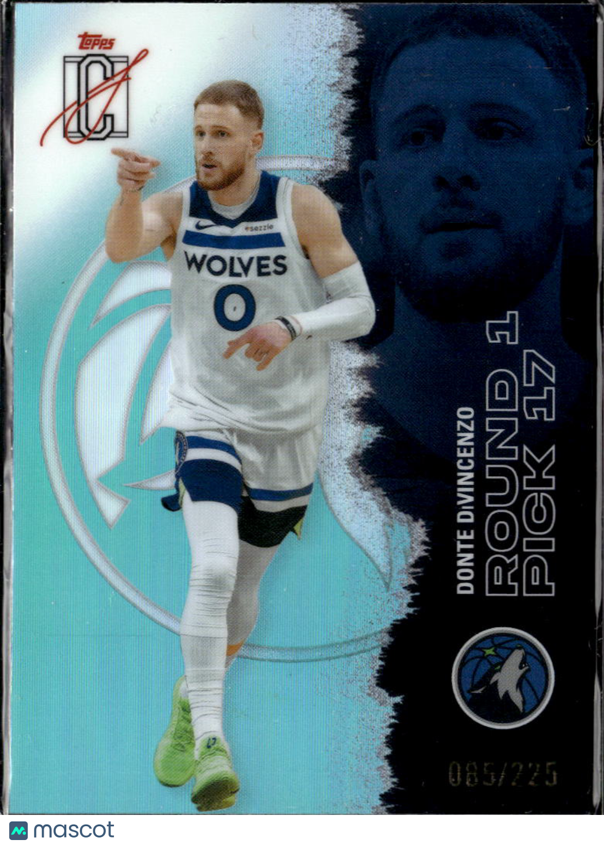 Donte DiVincenzo 2026 Topps Chrome Aqua /225 Minnesota Timberwolves