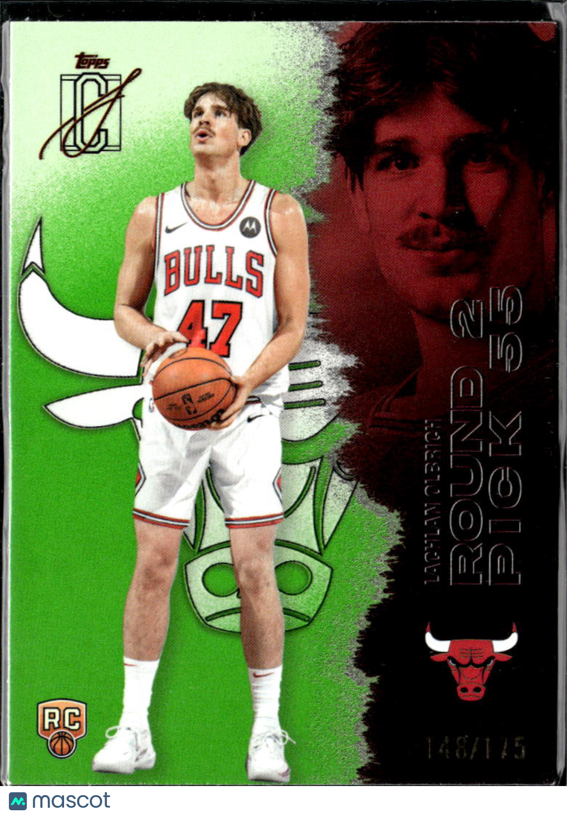 Lachlan Olbrich 2026 Topps Signature Class Green RC /175 Chicago Bulls