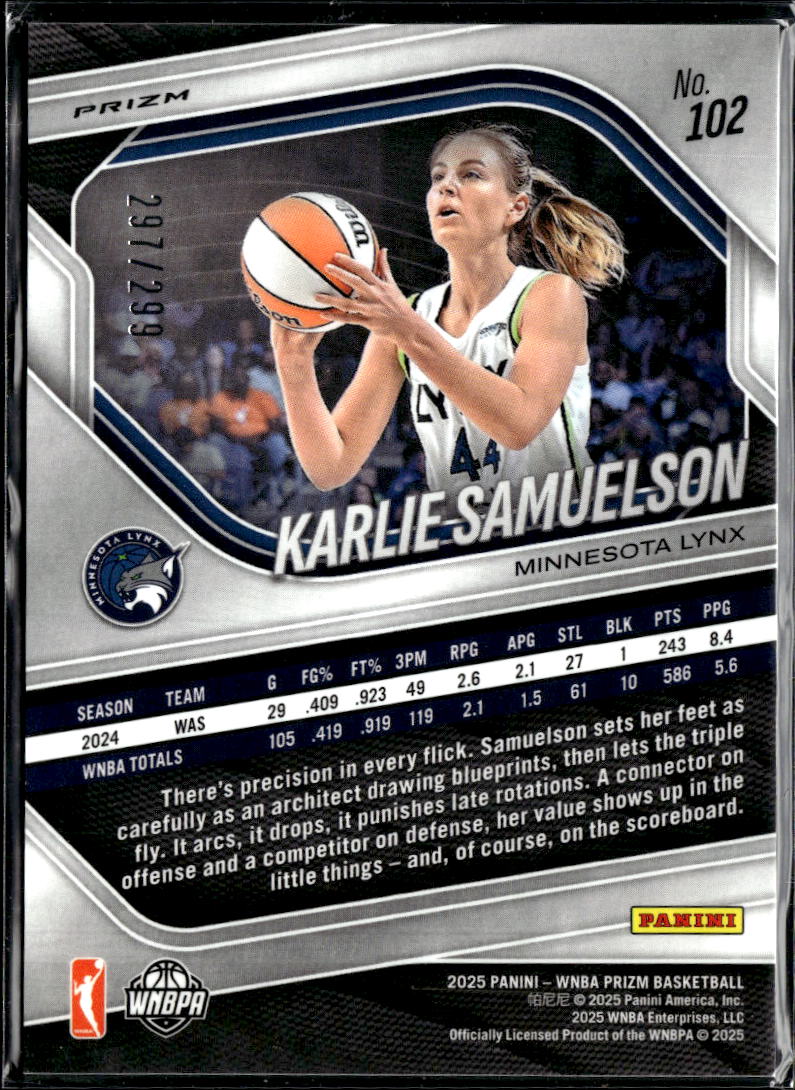 Karlie Samuelson 2025 Panini Prizm WNBA Red Pulsar /299 Minnesota Lynx