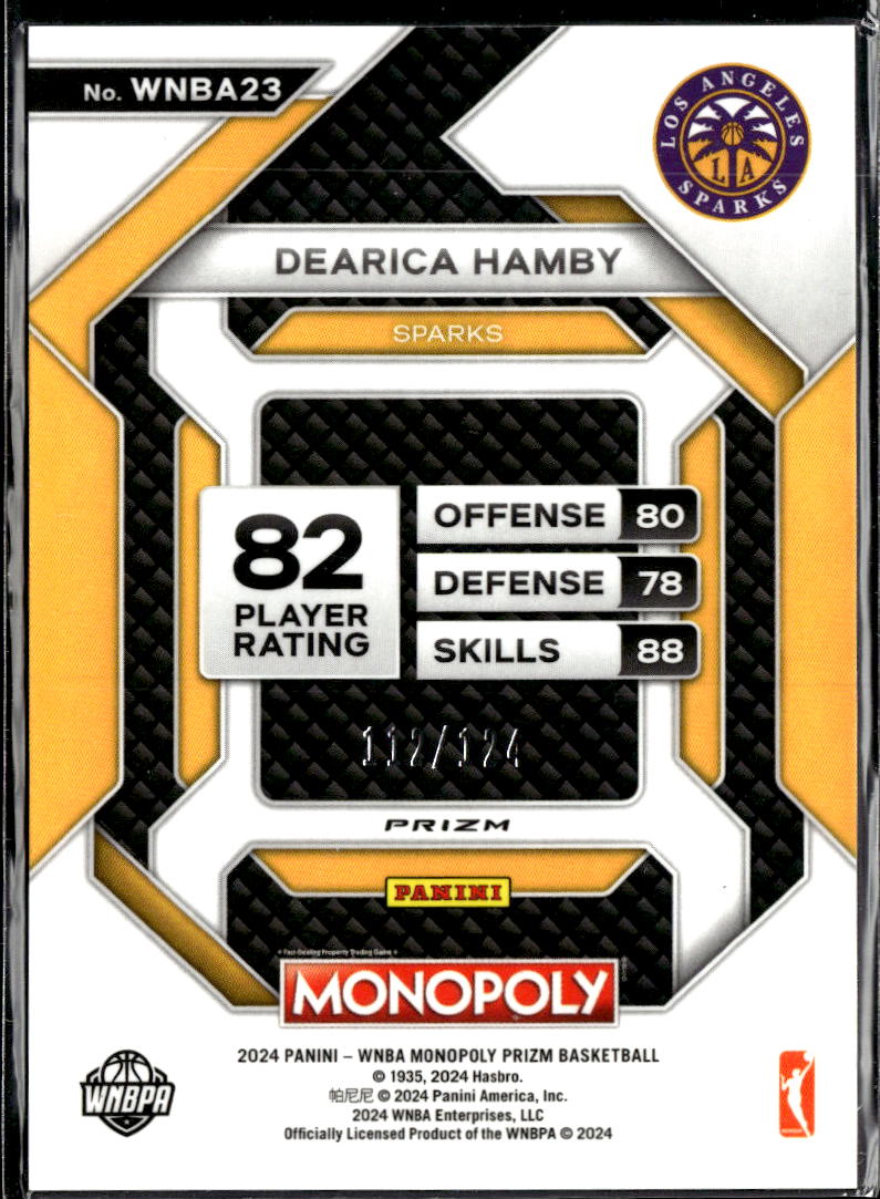 Dearica Hamby 2024  Prizm Monopoly WNBA Orange 112/124 Los Angeles Sparks