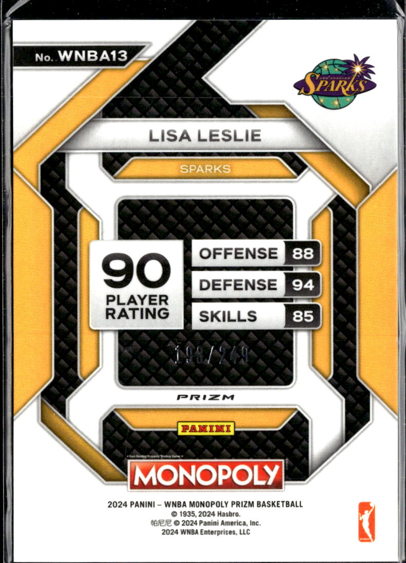 Lisa Leslie 2024 Panini WNBA Monopoly Bronze Prizm /249 Los Angeles Sparks