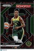 Jewell Loyd 2024 Panini WNBA Monopoly Black Red Logos Prizm Seattle Storm