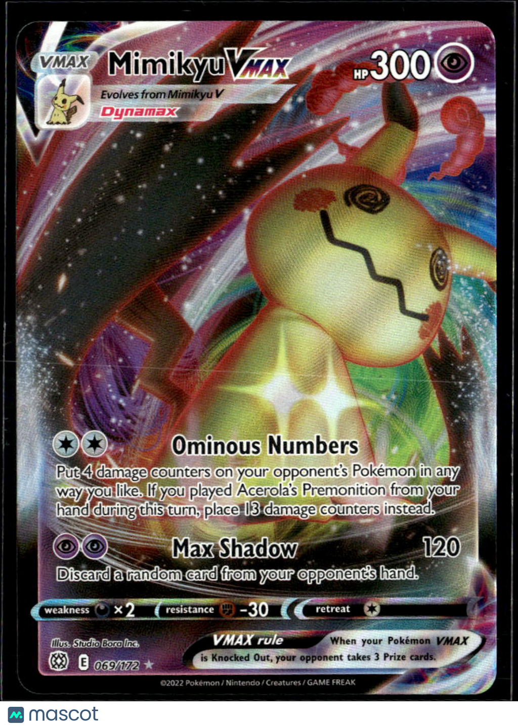 Mimikyu VMAX 2022 Brilliant Stars Holo Rare #69/172