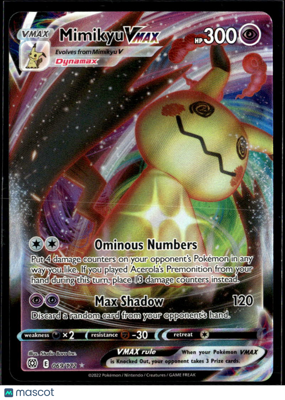 Mimikyu VMAX 2022 Brilliant Stars Holo Rare #69/172