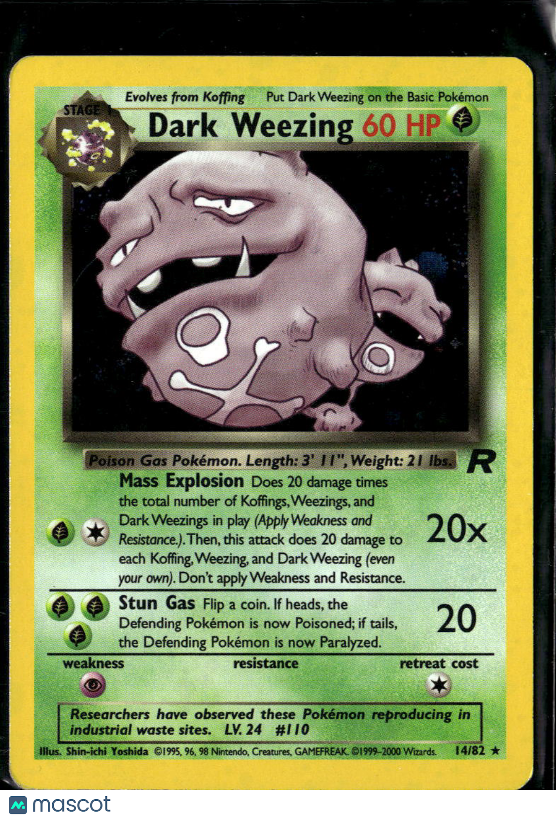 Dark Weezing 2000 Team Rocket Holo Rare #14/82