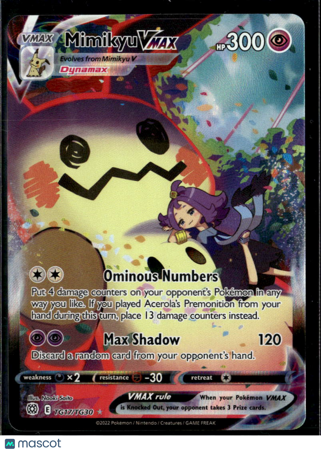 Mimikyu VMAX 2022 Brilliant Stars Holo Rare CSR #TG17/TG30