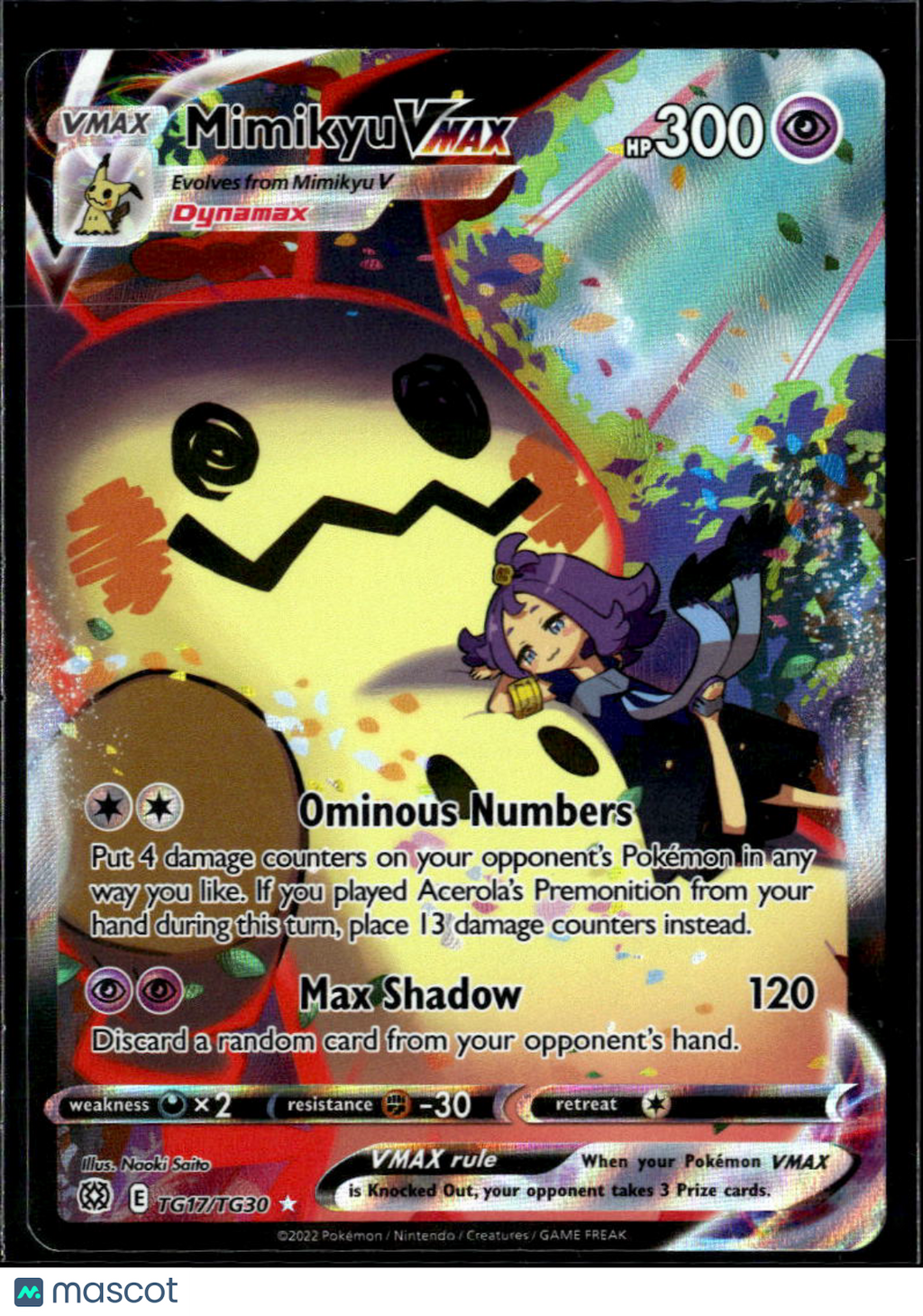 Mimikyu VMAX 2022 Brilliant Stars Holo Rare CSR #TG17/TG30