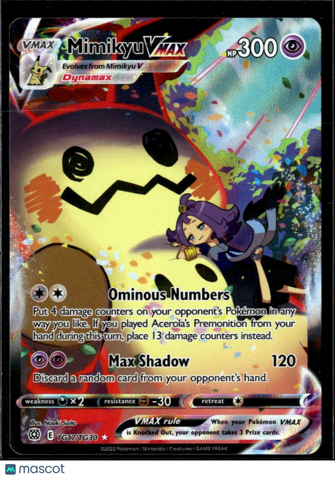 Mimikyu VMAX 2022 Brilliant Stars Holo Rare CSR #TG17/TG30