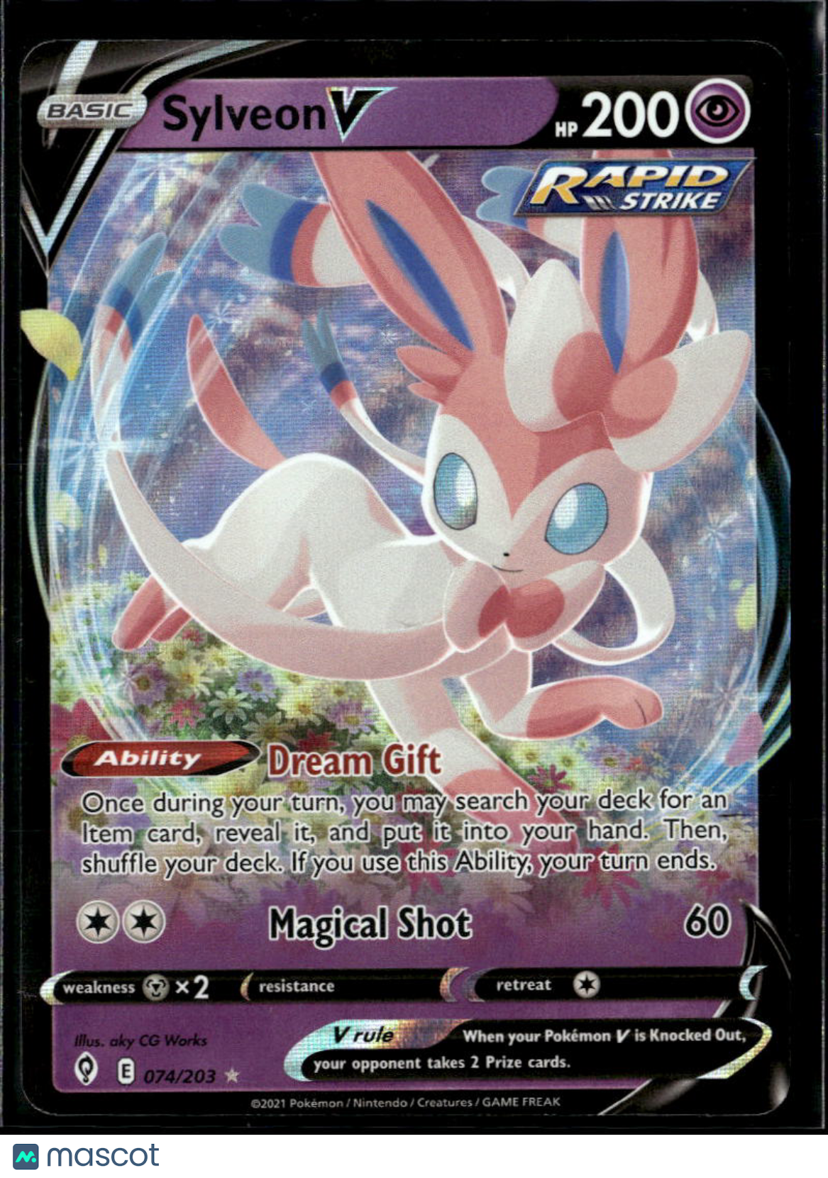 Sylveon V 2021 Evolving Skies Holo Rare RR #74/203