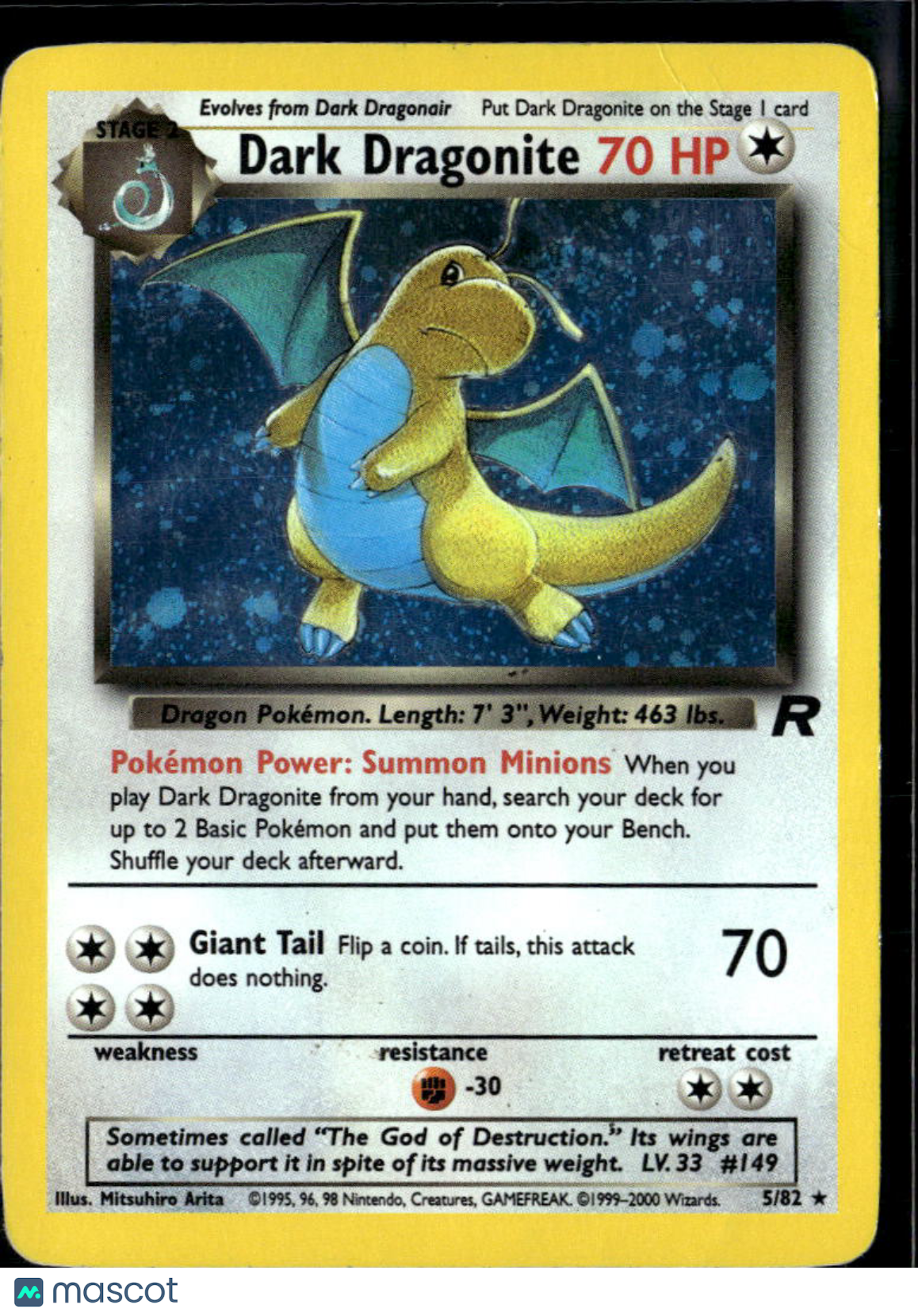 Dark Dragonite 2000 Team Rocket Holo Rare #5/82